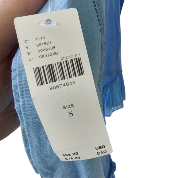 Anthropologie Pilcro Sky Blue Sleeveless Top with Ruffle Hem - Picture 6 of 8